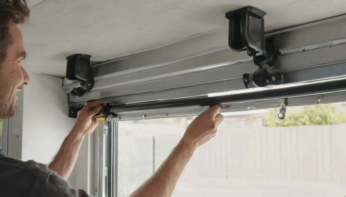 A garage door being checked during a routine upkeep visit in the Garland area